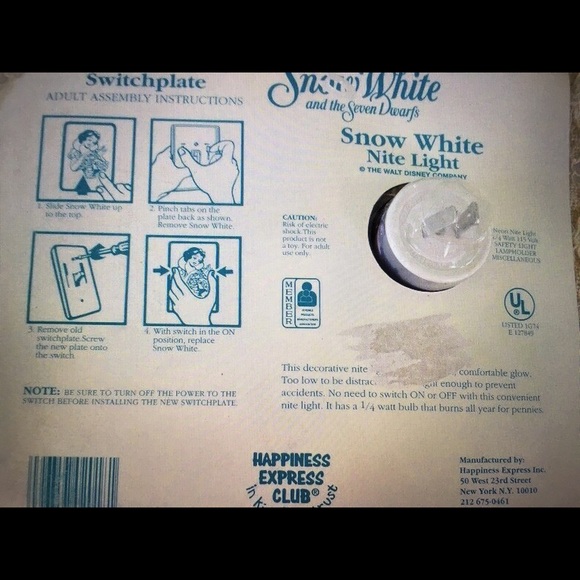 DISNEY’S SNOW WHITE’S Switchplate-Nite Lights 90s - Picture 15 of 16